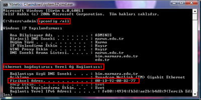 ipconfig